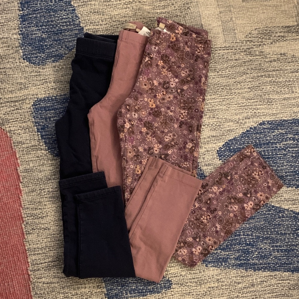 3-Pack Kids Stretch Leggings - Navy, Dusty Pink & Mauve Floral